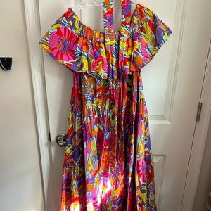 EUC LA DOUBLEJ One Love tiered floral-print cotton-poplin maxi dress Sz M